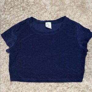 Aerie Navy Blue Cropped T-Shirt